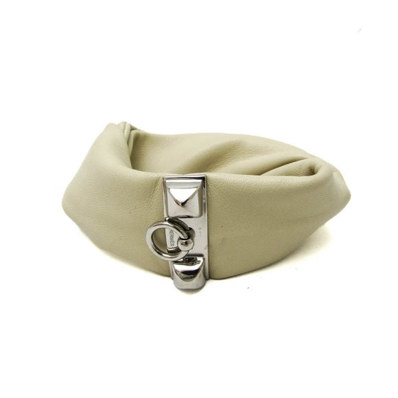 Hermes Medor Petit H Leather Bangle Light Beige - Picture 1 of 9